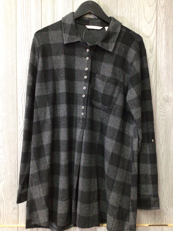 Soft Surroundings Mad About Plaid Top Size Large New