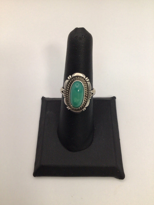 Artisans Silver Oval Turquoise Ring sz 7