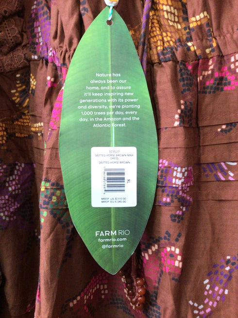 Farm Rio Dotted Horse Maxi Dress Size X-Large New