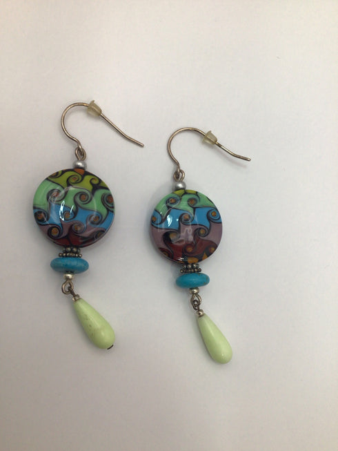 Artisans Multi-ColorArt Glass Earrings Drop