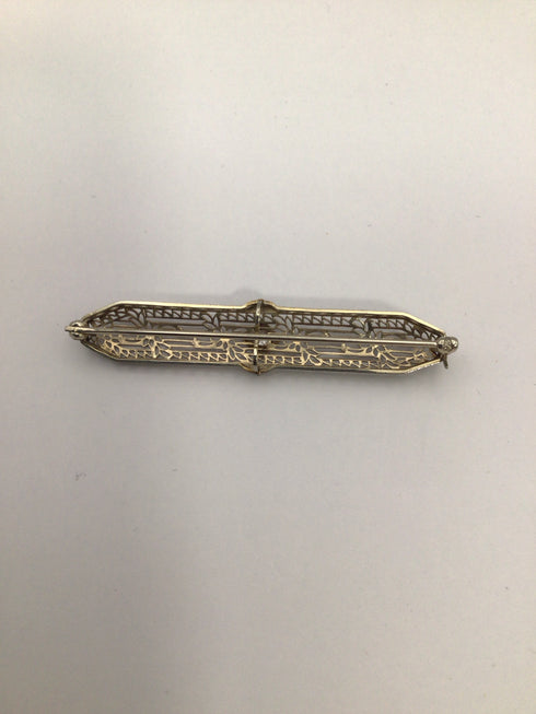 Vintage Art Deco White Gold Diamond Bar Pin