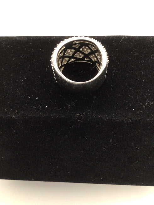 Silver Wide Band Cubic Zirconia Ring size 7