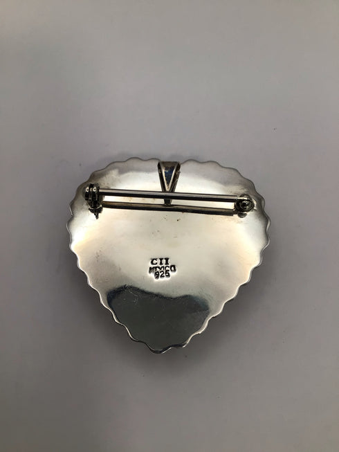 CII Silver Heart Pendant Ball edge Pin Mexico