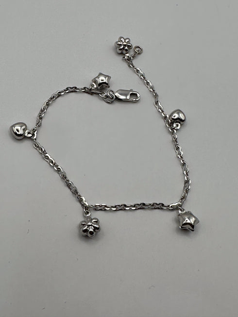 18k White Gold delicate Charm Bracelet