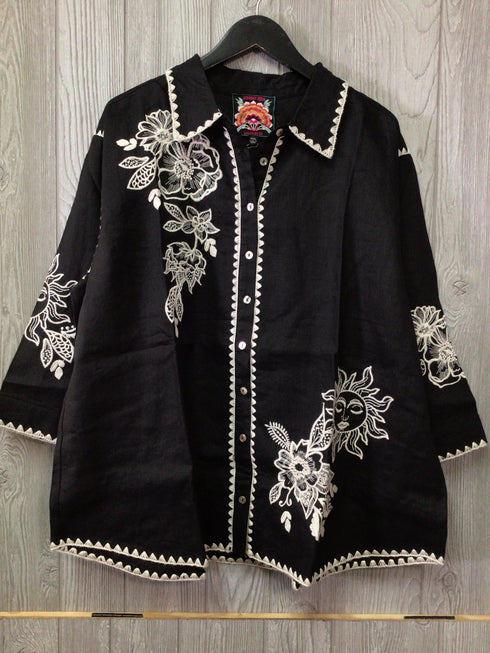 Johnny Was Addison Kimono sleeve Shirt Linen Size XX-Large-Petite New