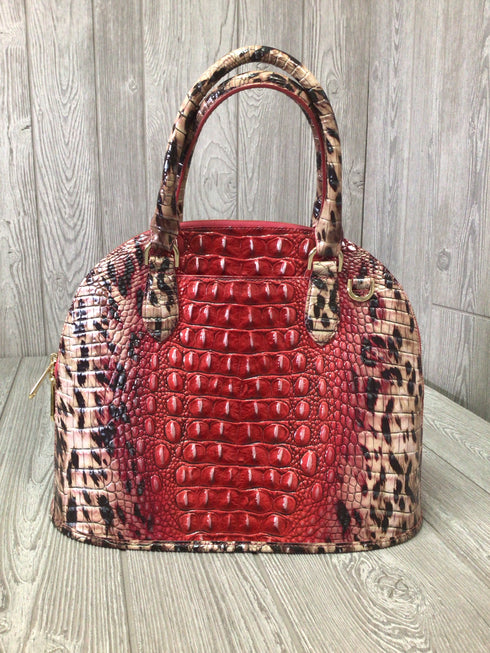 Brahmin Red Satchel Leather Purse