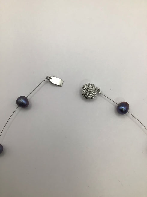 Black Pearl station Necklace