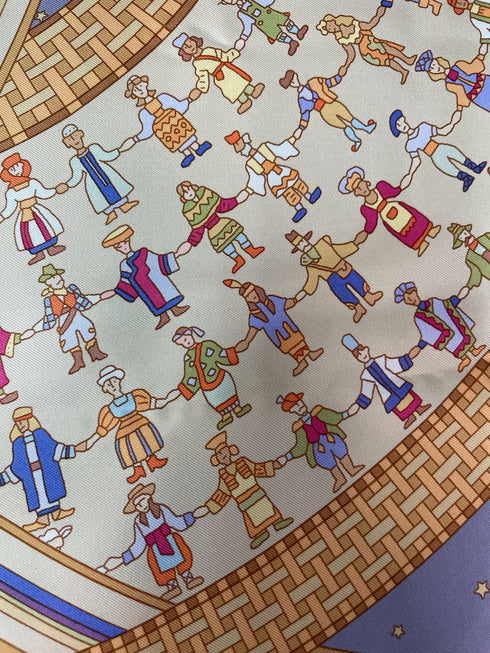 Hermes Donner la Main 2002 Silk Twill Scarf Vintage Lavender