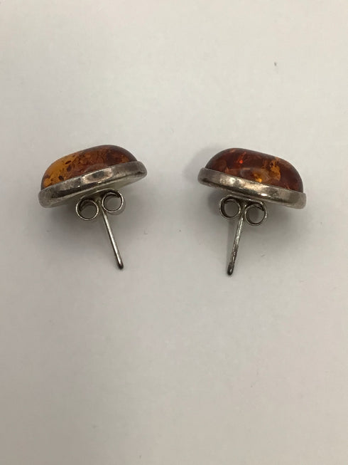 Oval Amber Stud Earrings