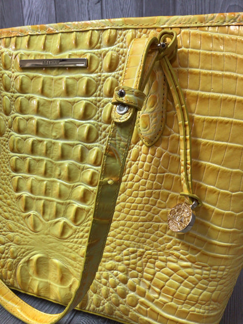 Brahmin Medium Asher Buttercup Melbourne Leather Tote New Pre-owned