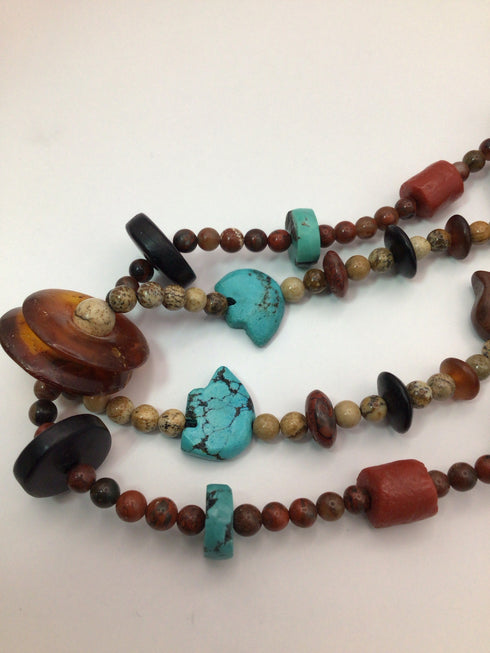 Vintage 2-strand Hopi Fetish SET Necklace and Earrings