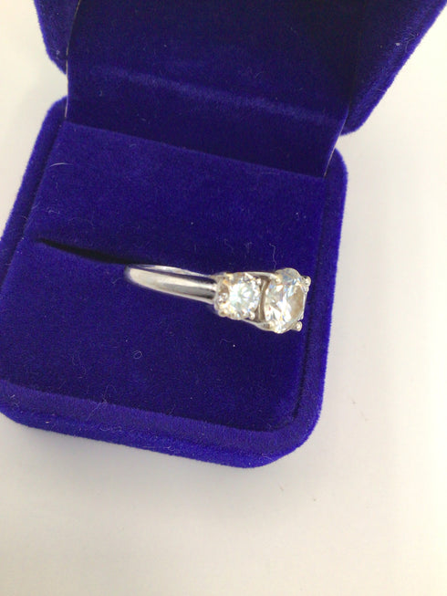 Charles & Colvard 3 ktw Moissanite 3-stone Ring 14k White gold sz 8.5