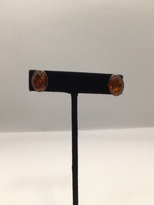 Oval Amber Stud Earrings