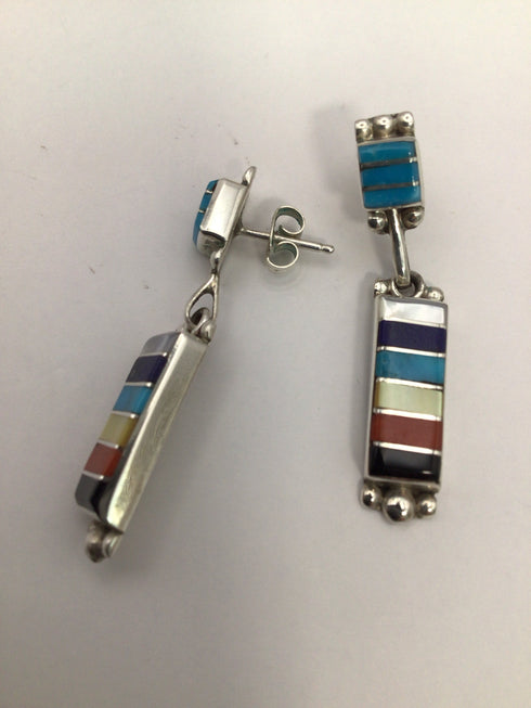 Artisans Silver Drop Inlay Earrings