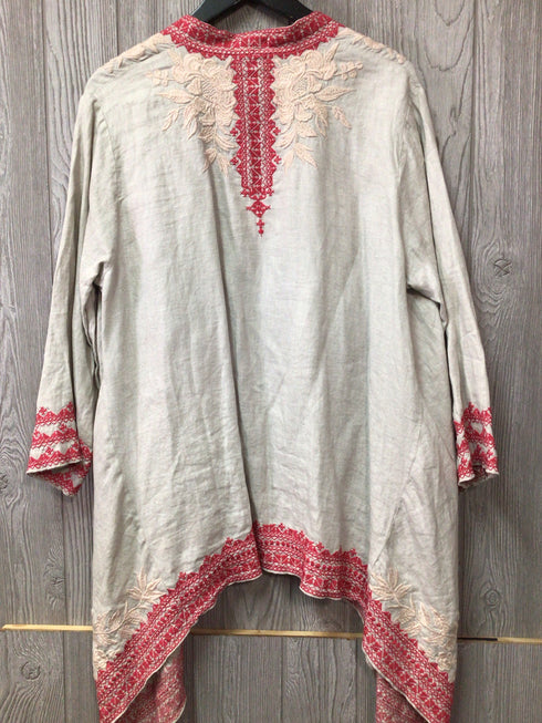 Johnny Was Camille Draped Cardigan Linen Size Large New Pre-owned