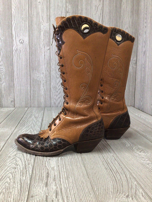 D.W. Frommer II Packer Cowboy Boots Handmade Rare Vintage Women's Size 8