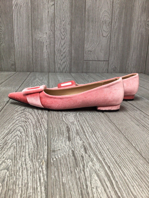 C. Paravano Square Buckle Velvet Flats Size3 8.5