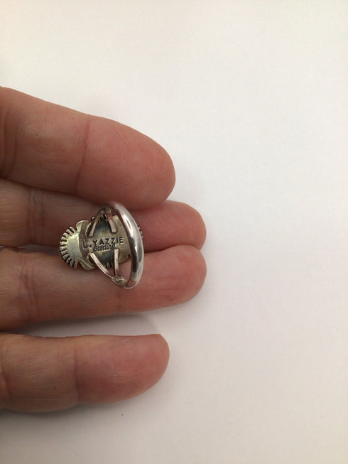 Artisans Silver Oval Coral Ring sz 7