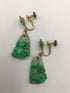 Carved Jade 14k Gold Earrings clip-on