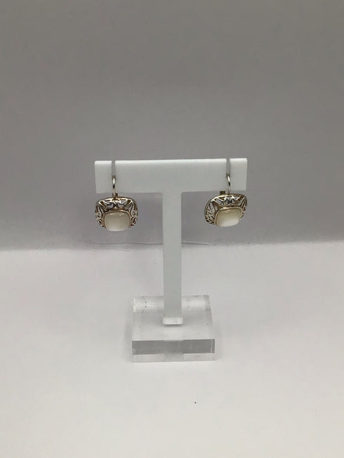 Silver Drop Mother Of Pearl Earrings