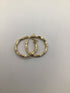 14k yellow Gold Textured Hoop .75" Vintage Earrings