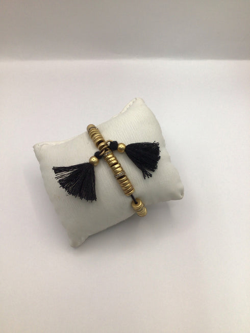 J Crew brass disk + tassle Bracelet