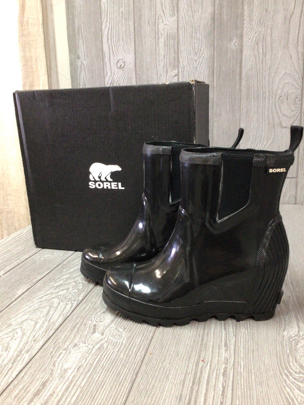 Sorel Boots Joan Wedge Gloss Rain Chelsea Size 8