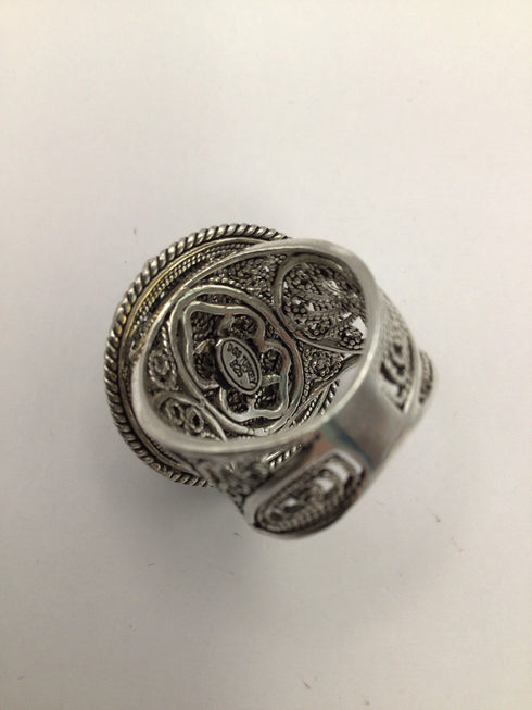 Silver Filigree Flower Ring sz 7