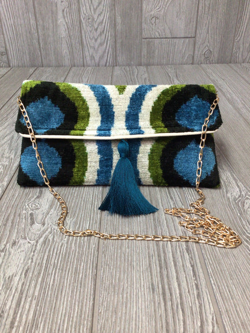 Blue Chenille clutch Purse