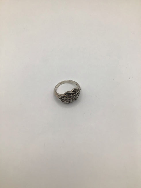 Art Deco Fan Marcasite Ring Sterling sz 8.25