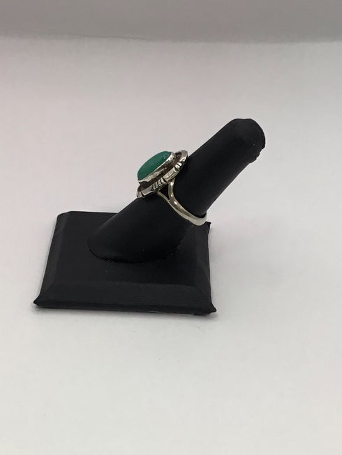 Artisans Silver Oval Turquoise Ring sz 7