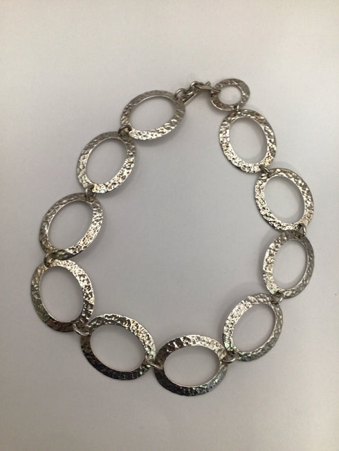 Hammered Sterling Oval Link Necklace