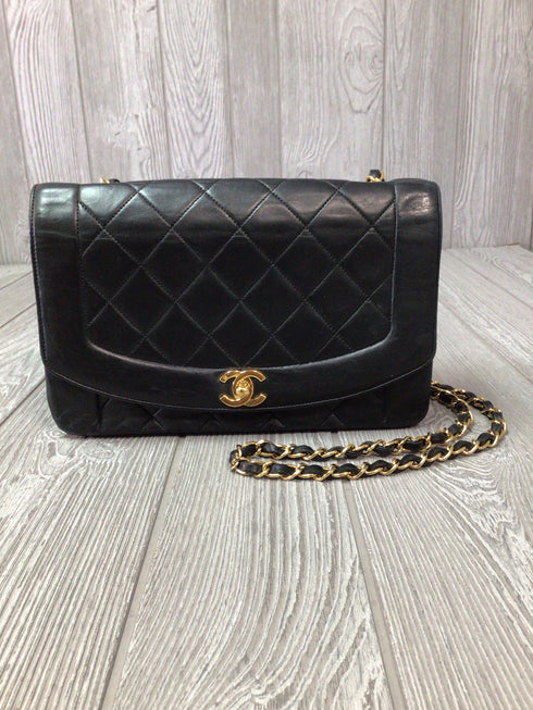 Chanel Quilted Diana Flap Bag Medium Lambskin Leather Vintage