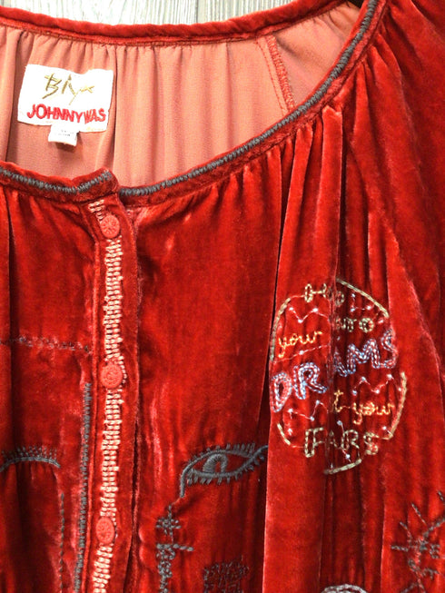 Johnny Was Biya Velvet Top Size X-Large