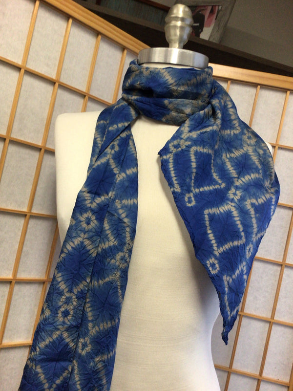 Blue Rectangle Silk Scarf