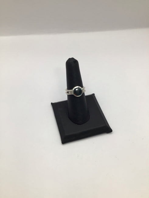 Silver Round Hematite Ring