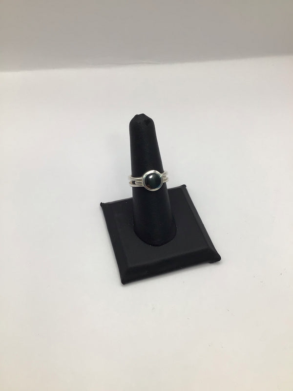 Silver Round Hematite Ring