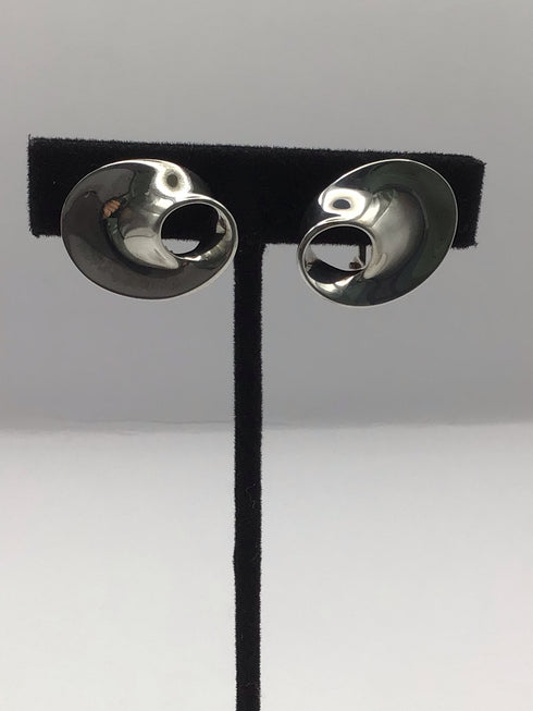 Georg Jensen Moebius #142 TORUN Clip Earrings Sterling Silver Vintage Estate