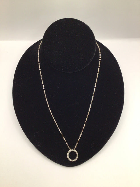 floating Diamond circle sterling Necklace 16"