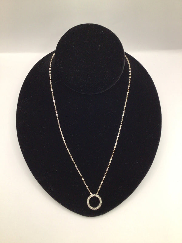 floating Diamond circle sterling Necklace 16"