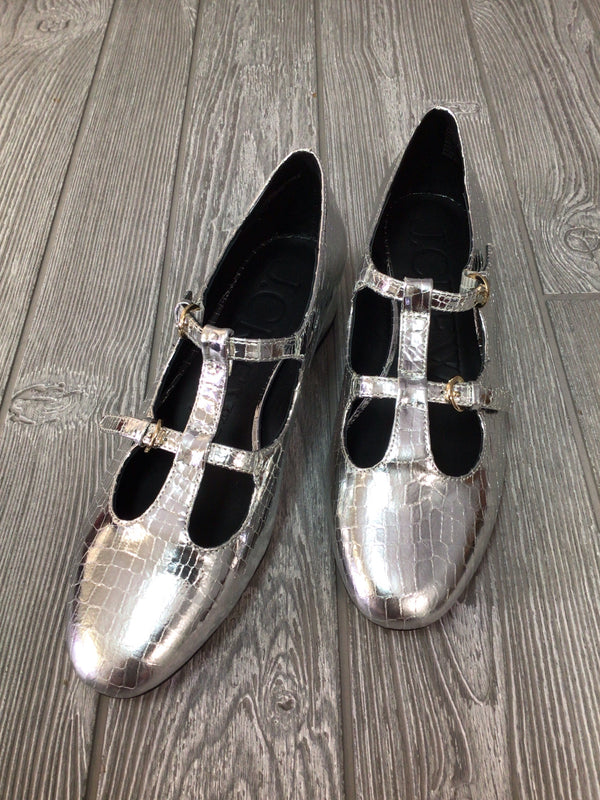 J Crew Mary Jane Pumps Double buckle Size 8.5 Metallic New