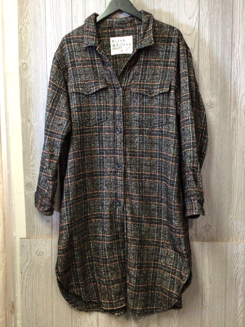 Frank & Eileen shacket Wool plaid maxi Size Medium