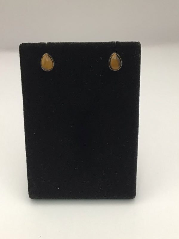 Tiger's eye teardrop stud earrings