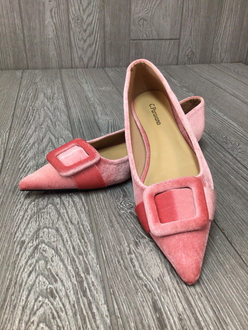 C. Paravano Square Buckle Velvet Flats Size3 8.5