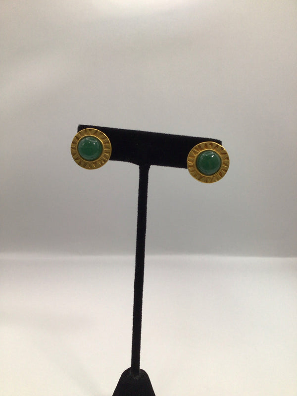 Green Cabochon Earrings