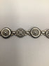 Silver Round flower medallion link Bracelet Vintage