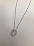 14k White Gold Diamond Horseshoe Pendant Necklace