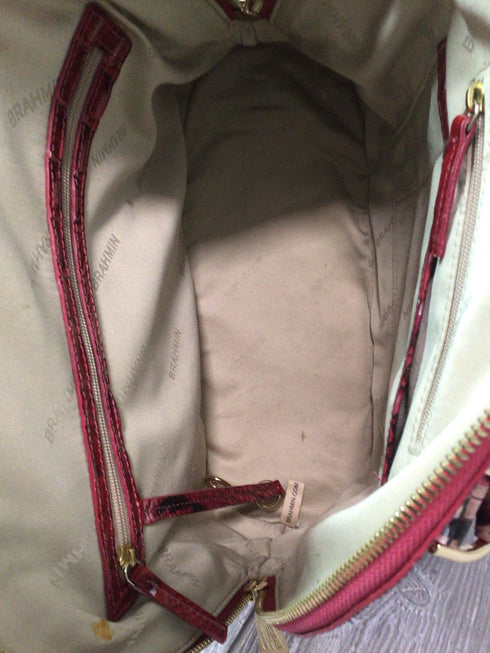 Brahmin Red Satchel Leather Purse