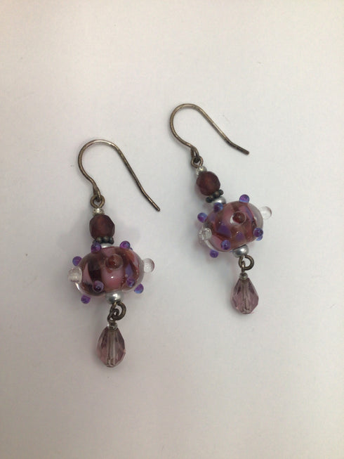 Artisans Pink Drop Glass Earrings