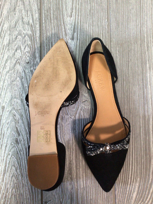 J Crew Glitter Bow Flats Size 5.5